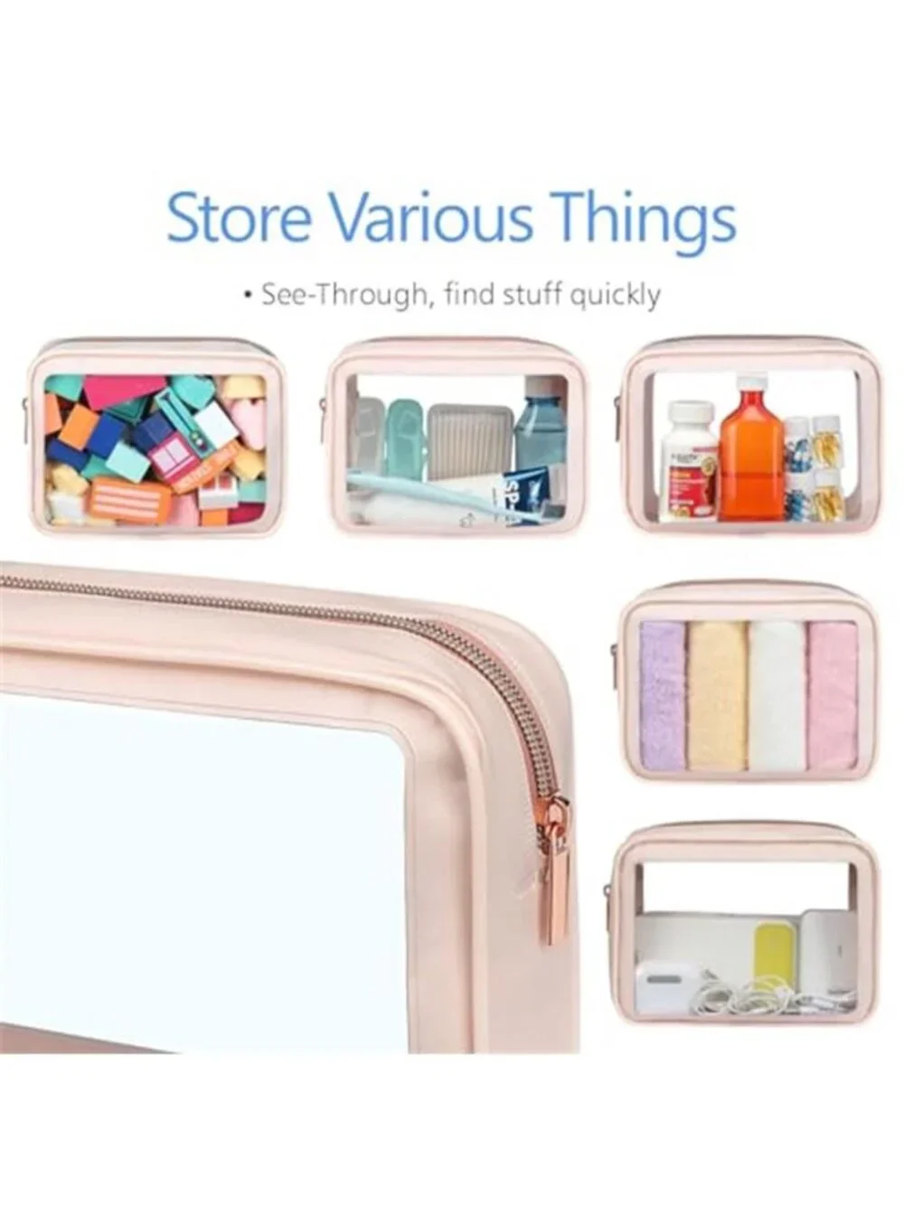 Clear Toiletry Bag 2 Pack TSA Approved Travel Cosmetic Makeup Organizer PVC Case